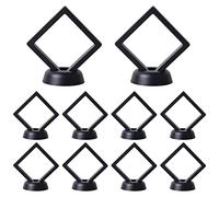 suchkawe Coin Display Case 10PCS 3D Floating Thin Film Jewelry Storage Box for Ring Necklace Bracelet Earring, Suspension Display Case for Medallion Medal Specimen Military Coin Challenge Coin(Black)