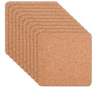 Suchoow 10 Pack Non Slip Durable Cork Coasters, Square Cork Pad, Cork Coasters Set of 10, Wooden Thick Cork Drink Coaster, 10 cm Cork Coasters for Coffee, Wine,Tea, Drinks - 0.2 Inch Thick (Square)