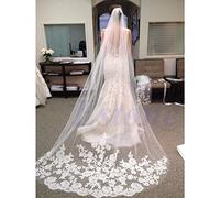SUCHUANGUANG 1 Layer White Cathedral Length Lace Edge Bride Wedding Bridal Long Veil + Comb White, Lace/Polyester women veil