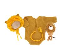 SUCHUANGUANG 3-in-1 Baby Photography Clothing Set Newborn Photography Props Cute Cartoon Lion Doll With Hat and Matching Jumpsuit Polyester Fiber