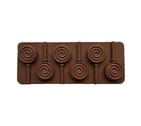 SUCHUANGUANG 6-Cavity DIY Round Spiral Swirl Shape 3D Silicone Lollipop Mold Candy Chocolate Gummy Fondant Mould Bakeware Baking Tools Tray Brown Brown Silicone Candy Mold