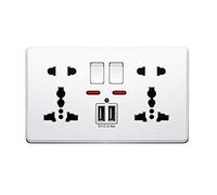 SUCHUANGUANG Multifunction UK 13A Wall Socket Push Button 2.1A Double USB Charging Ports Wall Socket Button