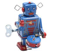 SUCHUANGUANG Retro Clockwork Wind Up Metal Walking Robot Toy Vintage Collectible Kids Gift Iron Robot Blue Tinplate