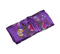 SUCHUANGUANG Traditional Silk Travel Pouch Chinese Embroidery Jewelry Bag Organizer Jewelry Pouch Roll Wrap Gift Bags Purple