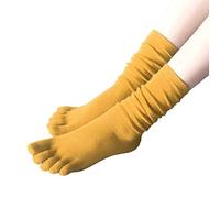 SUCHUANGUANG Women Five Finger Long Tube Socks Solid Color Toe Separated Yoga Cotton Hosiery Crew Socks