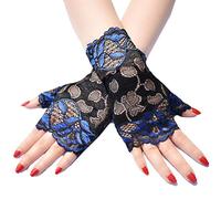 SUCHUANGUANG Women Thin Sunscreen Fingerless Gloves Hollow Floral Lace Contrast Color Dance Party Driving Mittens RB