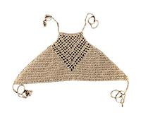 SUCHUANGUANG Womens Summer Hollow Out Crochet Crop Top Halter Neck Boho Ethnic Bikini Bra Solid Color Bandage Backless Sleeveless Knitted Cover Up Beachwear Summer Beachwear