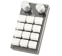 SUCIE One Handed Programmable Macro Keyboard, 12 Key RGB Mini Gaming Keyboard with 2 Knobs, DIY Multifunctional Shortcut Keypad Macro Keys PBT Keycaps for PC Computer Office(White)