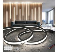 SUCIKORIO 5m Silicone LED Strip Light Black 240V for Acoustic Wall Panels | Cool White 6000K Outdoor Waterproof IP65 Neon LED Strip Rope Lights Without Plug 10x10mm Cuttable For Bedroom, Media Wall