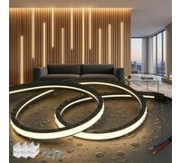 SUCIKORIO 5m Silicone LED Strip Light Black 240V for Acoustic Wall Panels | Natural White 4000K Outdoor Waterproof IP65 Neon LED Strip Rope Lights Without Plug 10x10mm Cuttable For Bedroom, Media Wall