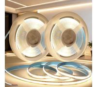 SUCIKORIO COB LED Strip Light Without Plug 12V 2x5m Natural White 4000K LED Strip Lights for Bedroom Adhesive TV Led Lights Backlight Flexible Cuttable COB Led Light Strips 8mm 320LEDs/m Super Bright
