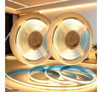 SUCIKORIO COB LED Strip Light Without Plug 12V 2x5m Warm White 3000K LED Strip Lights for Bedroom Adhesive TV Led Lights Backlight Flexible Cuttable COB Led Light Strips 8mm 320LEDs/m Super Bright