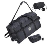 SUCIKORIO Foldable Travel Duffle Bag with Wheels and Handle Large 100L XL Rolling Travelling Duffel Bags Waterproof Oxford Carry On Hand Luggage Deployment Bag With Storage Bag & Combination Padlock