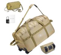 SUCIKORIO Foldable Travel Duffle Bag with Wheels and Handle Large 100L XL Rolling Travelling Duffel Bags Waterproof Oxford Carry On Hand Luggage Deployment Bag With Storage Bag & Combination Padlock