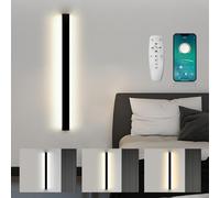 SUCIKORIO LED Wall Lights Long Strip 100cm, Modern 3000-6500K Dimmable 5%-100% Wall Sconce Lights Long Indoor 40W Led Wall Lights with APP and Remote Control for Bedroom, Living Room