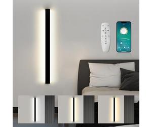 SUCIKORIO LED Wall Lights Long Strip 100cm, Modern 3000-6500K Dimmable 5%-100% Wall Sconce Lights Long Indoor 40W Led Wall Lights with APP and Remote Control for Bedroom, Living Room