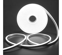 SUCIKORIO Neon LED Strip 2m/6.6ft - Flexible Cold White 6000K Waterproof IP65 Rope With Power Supply for Bedroom, Indoor & Outdoor