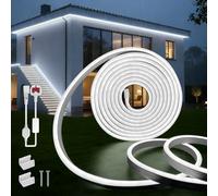 SUCIKORIO Neon Led Strip Light 10m /32.8ft, Flexible LED Strip Lights Cold White 6000K Cuttable Waterproof IP65 Neon Rope Light 220-240V DIY LEDs Lights with Power Supply for Bedroom, Indoor & Outdoor