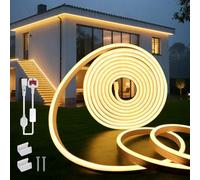 SUCIKORIO Neon Led Strip Light 10m / 32.8ft, Flexible LED Strip Lights Warm White 3000K Cuttable Waterproof IP65 Neon Rope Light 220-240V DIY LEDs Lights with Power Supply for Indoor & Outdoor