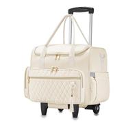 SUCIKORIO Rolling Laptop Bag 17.3 Inch With Insulated Lunch Bag 3 IN 1 Waterproof Rolling Briefcase With Wheels for Women, White, 16.9x13x11 inches
