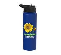 Suck It Up Buttercup Sunflower Motivational Quote Sayings Stainless Steel Insulated Water Bottle