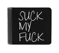 Suck My Fuk Bi-fold Men's Wallets with 6 Card Slots Slim Travel Purse Leather Money Clip