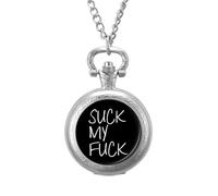 Suck My Fuk Men's Pocket & Fob Watches Analogue Display Quartz Watch with Chain for Birthday Christmas Father's Day Silver-Style