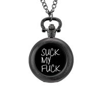 Suck My Fuk Men's Pocket & Fob Watches Analogue Display Quartz Watch with Chain for Birthday Christmas Father's Day Black-Style