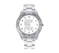 Suck My Fuk Men's Wrist Watches Stainless Steel Strap Business Quartz Watch for Daily Wear