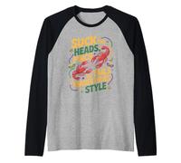 Suck The Heads Pinch The Tails Mardi Gras Style Raglan Baseball Tee