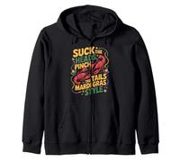 Suck The Heads Pinch The Tails Mardi Gras Style Zip Hoodie
