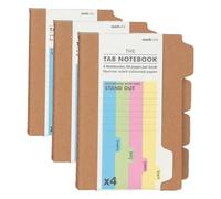 Suck UK | A6 Notebook Shaped with Tabs | Tab Notebook Set of 4 | Revision Planner Or To Do List Notebook | School Supplies & Office Supplies | Weekly Planner & Writing Pad Stationery Set | Kraft