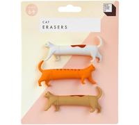 Suck UK Cat Erasers Pack of 3 | Animal Shaped Erasers | Sausage Shaped Cats | Novelty School Supplies | Soft Rubber Colourful | Cat Lover Gifts | Kawaii Eraser | Fun Office Supplies Desk Accessories