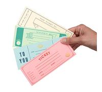 Suck UK - Blank Coupon Book 32 Double-Sided Tickets Personalized Gifts, Date Nights & Birthdays | Retro Design Novelty Gift | Hard Cover DIY Voucher Cards with Perforated Edges for Easy Tear-Out