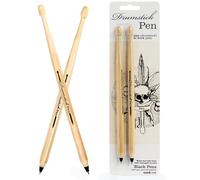Suck UK Drumstick Pen | Drummer Gifts for Men | Gifts For Drummers | Drum Accessories | Wooden Drumstick Shaped Pen | Music Stationery Supplies | Cool Drum Kit Ballpoint Pens - Set of 2 Black