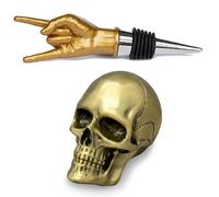 Suck Uk Iron & Glory Skull Bottle Opener & Rock On Bottle Stopper Set