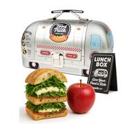 Suck UK Food Truck Lunch Box | Vintage Tin Case - Retro Airstream Camper Design with Handle, Opening Hatch & Large Space | Fun & Food Safe Leak Free | Novelty Unique Gift for Kids, Teens & Adults