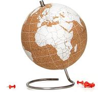 Suck UK - Mini White Desktop Cork Globe | Push Pins Included | Educational World Map | Globe For Kids