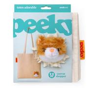 Suck UK Peeky Cat Canvas Tote Bag with Plush Cat Head | 12 oz Natural Cotton Reusable Shopping Bag | Novelty Gift for Animal Lovers