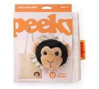 Suck UK Peeky Monkey Canvas Tote Bag with Plush Monkey Head | 12 oz Natural Cotton Reusable Shopping Bag | Novelty Gift for Animal Lovers