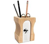 Suck UK Pen Holder For Desk | Stationary Organiser | Wooden Pen Pot | Novelty Pencil Sharpener | Desk Tidy | Office Accessories | Desk Accessories For Men | Wooden Pencil Pot | Teacher Gifts | Light