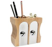 Suck UK | Pen Holder | Wooden Pencil Sharpener | Stationary Organiser | Desk Tidy | Quirky Office Desk Accessories | Funny Pencil Pot | Novelty Pen Holder | Vintage Teacher Gifts For Men | Double