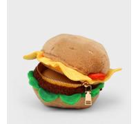Suck UK Plush Burger Zip Pouch | Hamburger Shaped Pencil Case | Jewelry Bag | Back to School Supplies | Stationery | Cute Accessories | Cable Organizer | Gold Zipper | Novelty Gift for Food Lovers