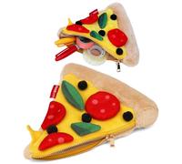 Suck UK Plush Pizza Zip Pouch | Pizza Shaped Pencil Case | Makeup Bag | Back to School Supplies | Stationery | Cute Accessories | Cosmetic Organizer | Gold Zipper | Novelty Gift for Food Lovers