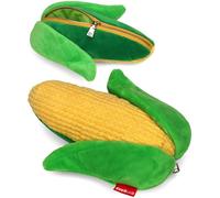 Suck UK Plush Sweetcorn Zip Pouch | Corn Shaped Pencil Case | Makeup Bag | Back to School Supplies | Stationery | Cute Accessories | Cosmetic Organizer | Gold Zipper | Novelty Gift for Food Lovers