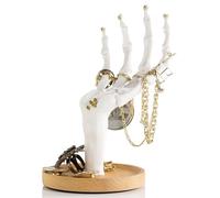 Suck UK Jewellery Organiser | Skeleton Ring Holder Hand For Gothic Bedroom Decor | Halloween Jewellery Stand Or Necklace Stand | Spooky Trinket Dish Desk Tidy & Earring Storage Gifts For Women | White
