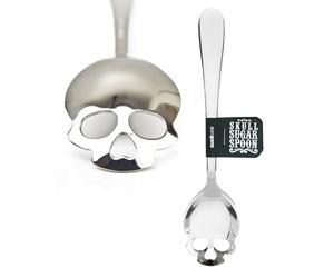 Suck UK Skull Teaspoon | Gothic Home Decor | Goth Gifts | Spooky Home Decor | Gothic Accessories | Sugar Spoon | Halloween Kitchen | Skull Kitchen | Spooky Coffee Slotted Spoon | Halloween Gifts