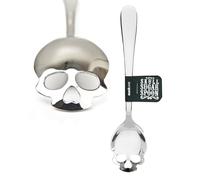 Suck UK Skull Teaspoon - Stainless Steel Sugar Spoon | Plastic-Free Kitchen Utensil & Coffee Accessory | Portion Control Mini Dessert Spoon & Novelty Skull Gift for Gothic Home Decor & Creepy Chefs