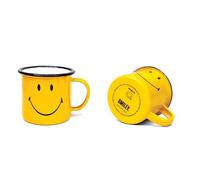 Suck UK Smiley Enamel Tea Mug | Coffee Cup | Camping Gear | Vintage Metal Camping Cup | Outdoor Camper Gift | Coffee Gifts for Men | Retro Enamelware | Stocking Stuffers Mug | Smiley Drinkware 12oz