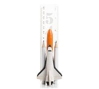Suck UK Space Shuttle Stationery Set - Interlocking Spaceship Eraser - 4-Color Pen - 2 Pencils & 15cm Ruler - Portable Docking Desk Accessories - Astronomy Gift